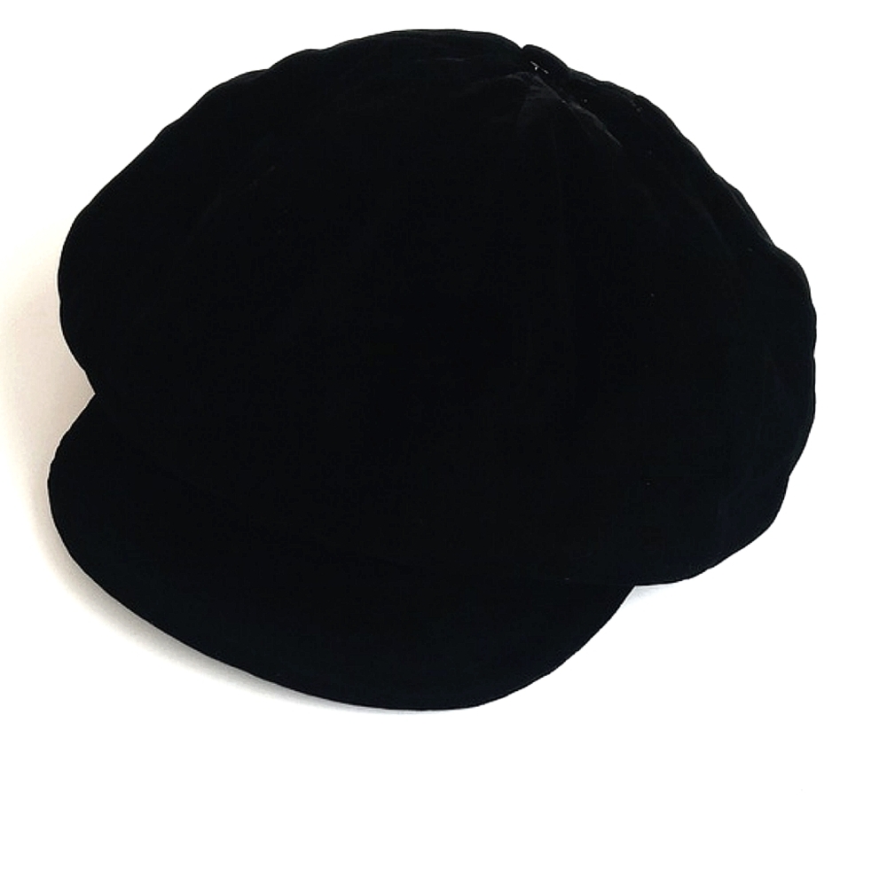 Bergdorf Goodman Vintage Black Velvet Baker Boy Cap By Corinne Hatton Size M - Picture 2 of 8
